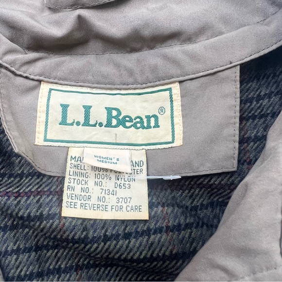 L.L.Bean 90s y2k women’s gray brown zip up trench ciat M L80-2 - Picture 5 of 5